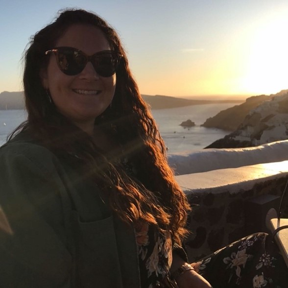 Eleni Bouzas outside at sunset