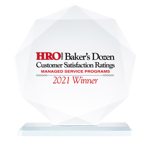HRO Today Baker’s Dozen Customer Satisfaction Ratings Managed Service Programs 2021 Winner