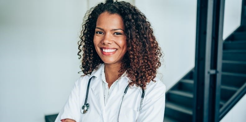 smiling female locum tenens physician