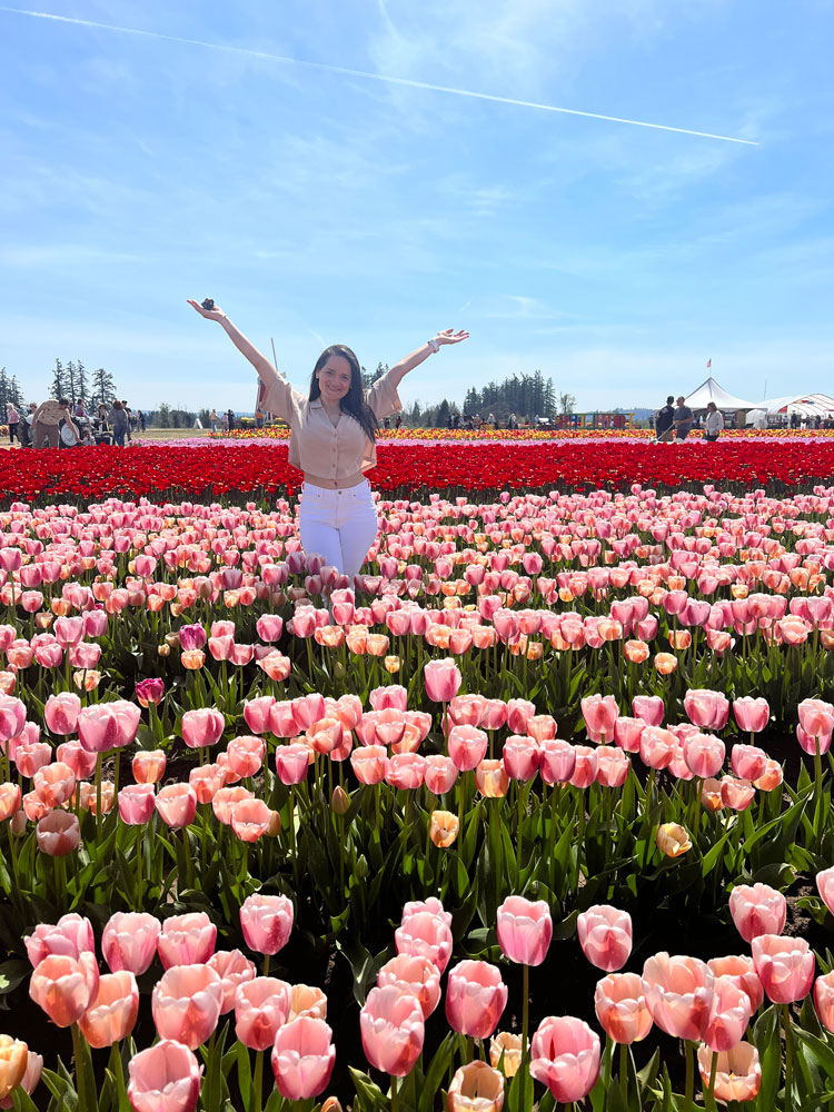 Travel Nurse enjoying Tulip Fields in California on a Spring day