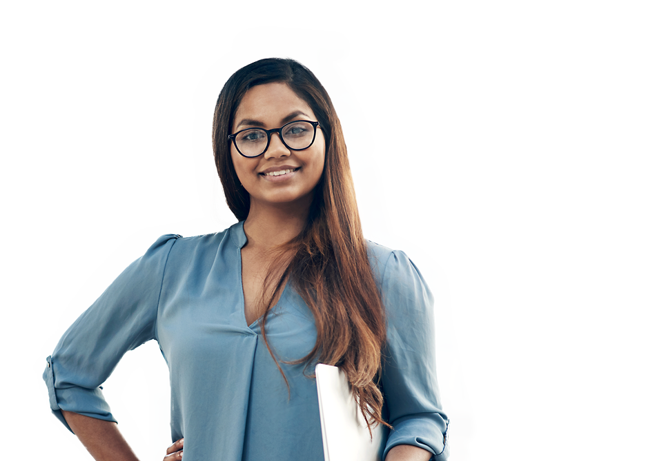 Woman holding binder