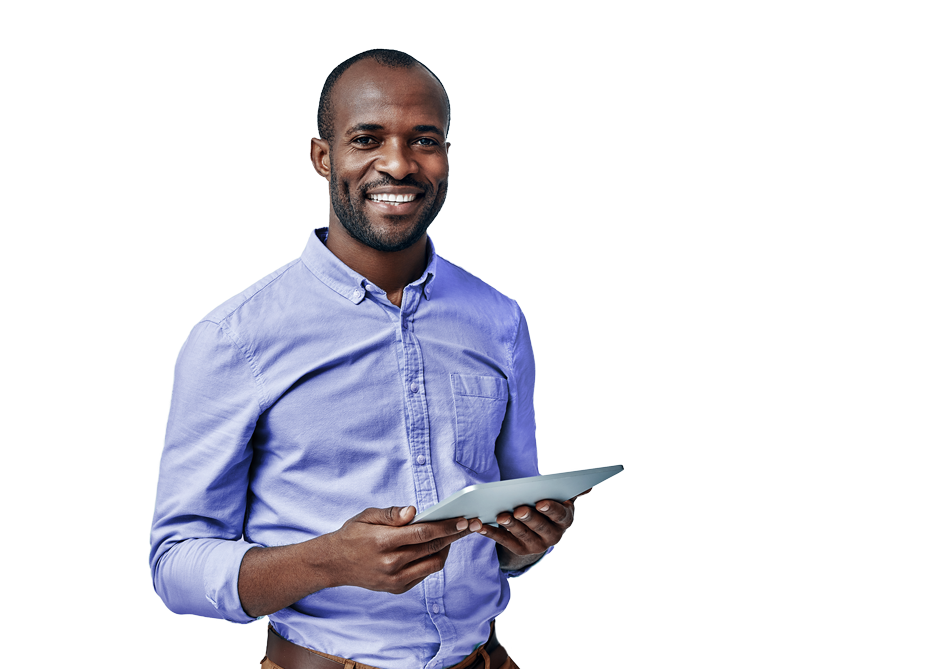 Man holding tablet computer