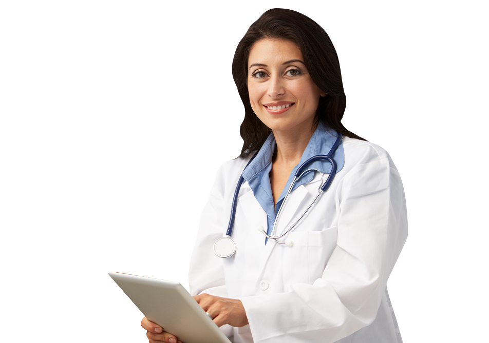 Female physician using tablet computer Female physician using tablet computer