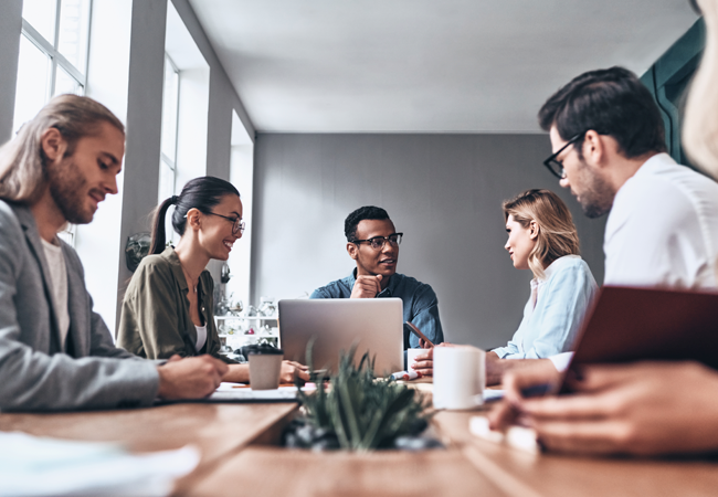 Group of people in an office meeting
