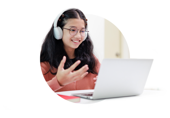 Student communicating with school therapist through televate